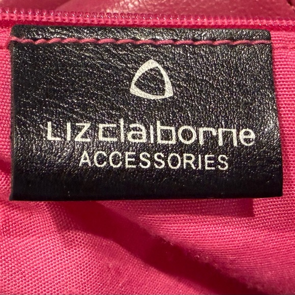 Liz Claiborne Black Leather Tote with Pink “C” Monogram, Initial Accent - Picture 5 of 7